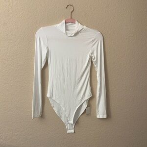 Cream Fitted Bodysuit with Long Sleeves